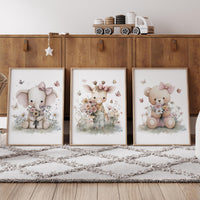 Flower Animals Nursery Art Prints: Baby Room Decor