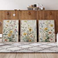 Wildflower Nursery Wall Art Set of 3, Botanical Floral Prints