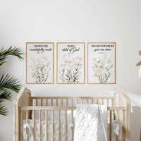 Christian Nursery Wall Art Set of 3, Bible Verse Nursery Prints