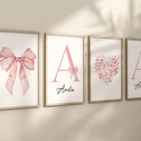 Pink Bow Nursery Print: Watercolor Wall Art