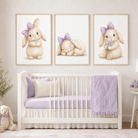 Bunny Floral Watercolor Nursery Print: Girl's Room Wall Art