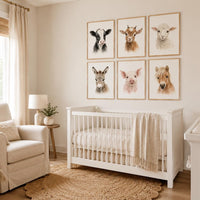 Farm Animal Nursery Prints Set of 6, Baby Farm Animals Wall Art