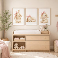 Bunny Floral Watercolor Nursery Print: Girl's Room Wall Art