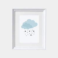 Cloud nursery, navy blue nursery, baby boy nursery, star nursery, nursery wall art, nursery art, navy nursery decor baby room decor wall art