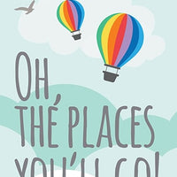 Oh the places you'll go, hot air balloon, set of 2 prints, playroom decor, nursery decor, nursery art, nursery print set, large nursery art