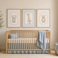 Navy Blue Nursery Prints: Bear, Elephant, Giraffe Animal Art