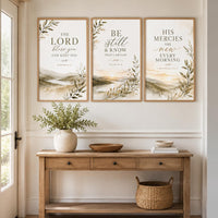 Christian Wall Art Set of 3, Bible Verse Nursery Decor, Neutral Scripture Prints