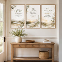 Christian Wall Art Set of 3, Bible Verse Nursery Decor, Neutral Scripture Prints