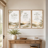 Christian Wall Art Set of 3, Bible Verse Nursery Decor, Neutral Scripture Prints