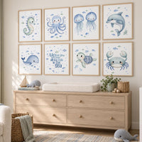 Watercolor Sea Animal Nursery Prints: Ocean Wall Art Set