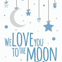 We love you to the moon and back, moon and stars, baby boy nursery, navy nursery decor, moon and back, nursery decor, nursery wall art