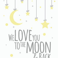 We love you to the moon and back, yellow nursery decor, moon and stars, gender neutral nursery, yellow gray nursery decor, nursery wall art