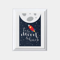 Space nursery art, to the moon and back, boys room decor, moon nursery, Outer Space, Space Decor, playroom decor, kids room, new baby gift