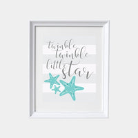 Twinkle Twinkle Little Star, mint nursery decor, tea nursery decor, kids room decor, gender neutral, baby girl gift, nursery wall art green