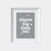 Gray nursery decor, Dream big little one, nursery wall art neutral, grey nursery, stars, nursery wall art neutral. baby room wall art