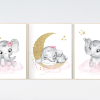 Nursery decor girl, pink gold nursery prints, girl nursery decor, pink elephant nursery prints, girl nursery ideas, girl nursery wall decor, nursery wall art girl