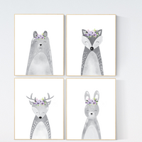 Nursery decor purple, animal nursery, Woodland nursery, lilac nursery, lavender nursery, nursery