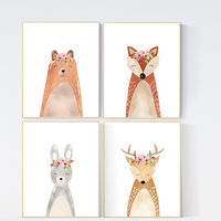 Woodland nursery decor, nursery wall art woodland animals, forest animal prints, girl nursery ideas