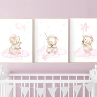 Sheep nursery wall art, Nursery decor girl, lamb nursery wall art, sheep print, sheep themed room