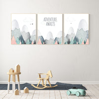 Nursery decor mountain, adventure nursery, adventure theme nursery, woodland, gender neutral