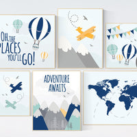 Adventure nursery decor, Nursery decor boy mountains adventure, nursery decor boy airplane