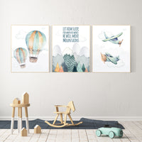 Nursery decor boy mountain, adventure nursery, travel theme nursery, woodland, gender neutral