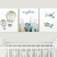 Nursery decor boy mountain, adventure nursery, travel theme , woodland, gender neutral, explore