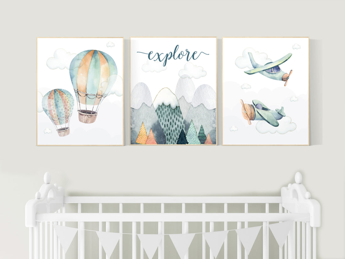 Nursery decor boy mountain, adventure nursery, travel theme nursery, woodland, gender neutral