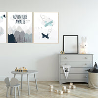 Adventure nursery decor, travel adventure nursery, nursery wall art boy, nursery prints boy mountain