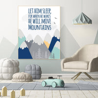 Nursery decor adventure, mountain nursery wall art, woodland, let him sleep for when he wakes