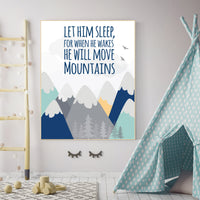 Nursery decor adventure, mountain nursery wall art, woodland, let him sleep for when he wakes