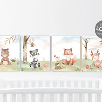 Woodland nursery decor, animals prints, woodland themed nursery, nursery art woodland