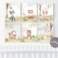 Woodland nursery decor, animals prints, gender neutral nursery, jungle animals, gender neutral nursery