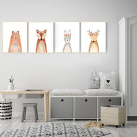 Woodland nursery decor, nursery wall art woodland animals, forest animal prints, girl nursery ideas