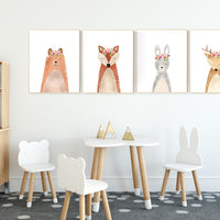 Woodland nursery decor, nursery wall art woodland animals, forest animal prints, girl nursery ideas