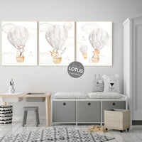 Nursery decor neutral, hot air balloon, woodland animals, gender neutral, baby room decor