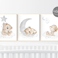 Nursery decor bear, nursery decor boy, bear nursery print, teddy bear decor