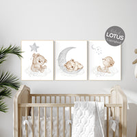 Nursery decor bear, nursery decor boy, bear nursery print, teddy bear decor
