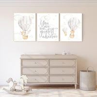 Nursery decor gender neutral, hot air balloon, elephant nursery, woodland animals