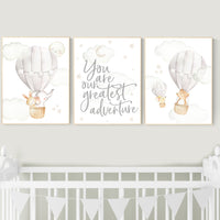 Nursery decor gender neutral, hot air balloon, elephant nursery, woodland animals