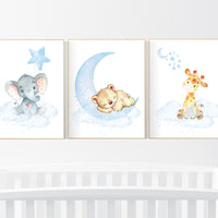 Nursery decor animals, animal prints, Nursery wall art gender neutral, giraffe, bear, elephant