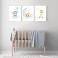 Nursery decor animals, animal prints, Nursery wall art gender neutral, giraffe, bear, elephant