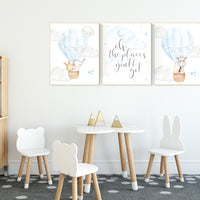 Nursery decor boy, baby blue nursery, hot air balloon nursery, oh the places you'll go, animals