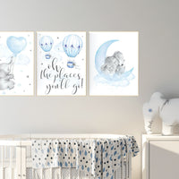 Nursery decor elephant, Nursery decor boy hot air balloon, oh the places you'll go, hot air balloon