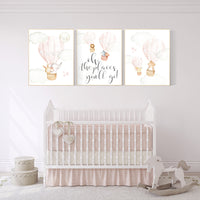 Nursery decor girl blush pink, nursery wall art hot air balloon, animal prints, nursery wall decor