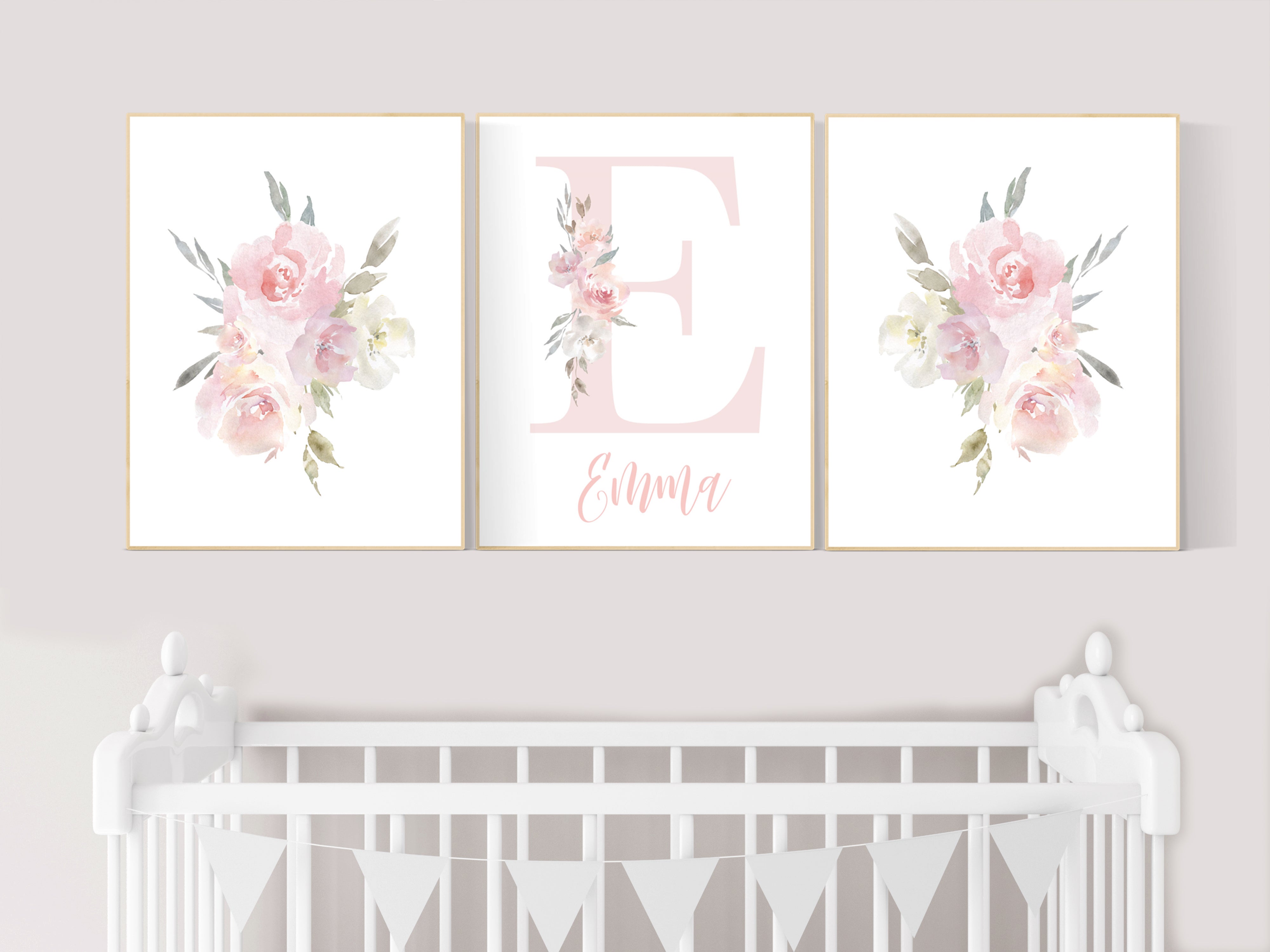 Nursery decor girl floral, blush flowers, blush nursery, blush pink ...