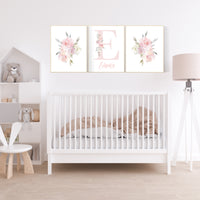Nursery decor girl floral, blush flowers, blush nursery, blush pink, nursery decor girl boho