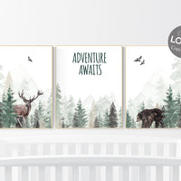 Nursery decor woodland, woods nursery, mountain wall art, tree nursery decor