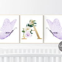 Nursery decor girl butterfly, nursery decor purple, nursery decor girl lilac