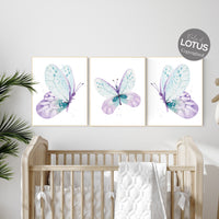 Nursery decor girl butterfly, purple mint, Butterfly Nursery Art, Butterfly Nursery